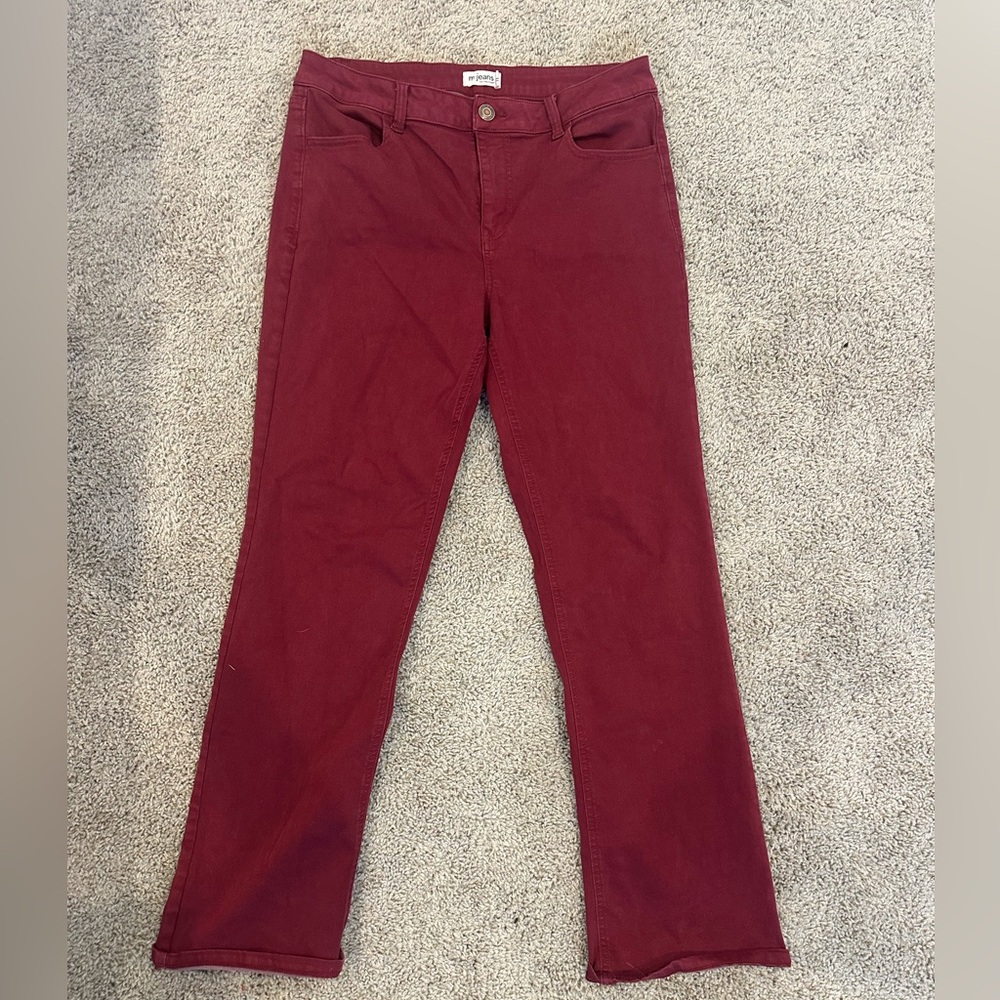 Maurices Burgundy Red Slim Boot High Rise Size Large M Jeans by Maurices